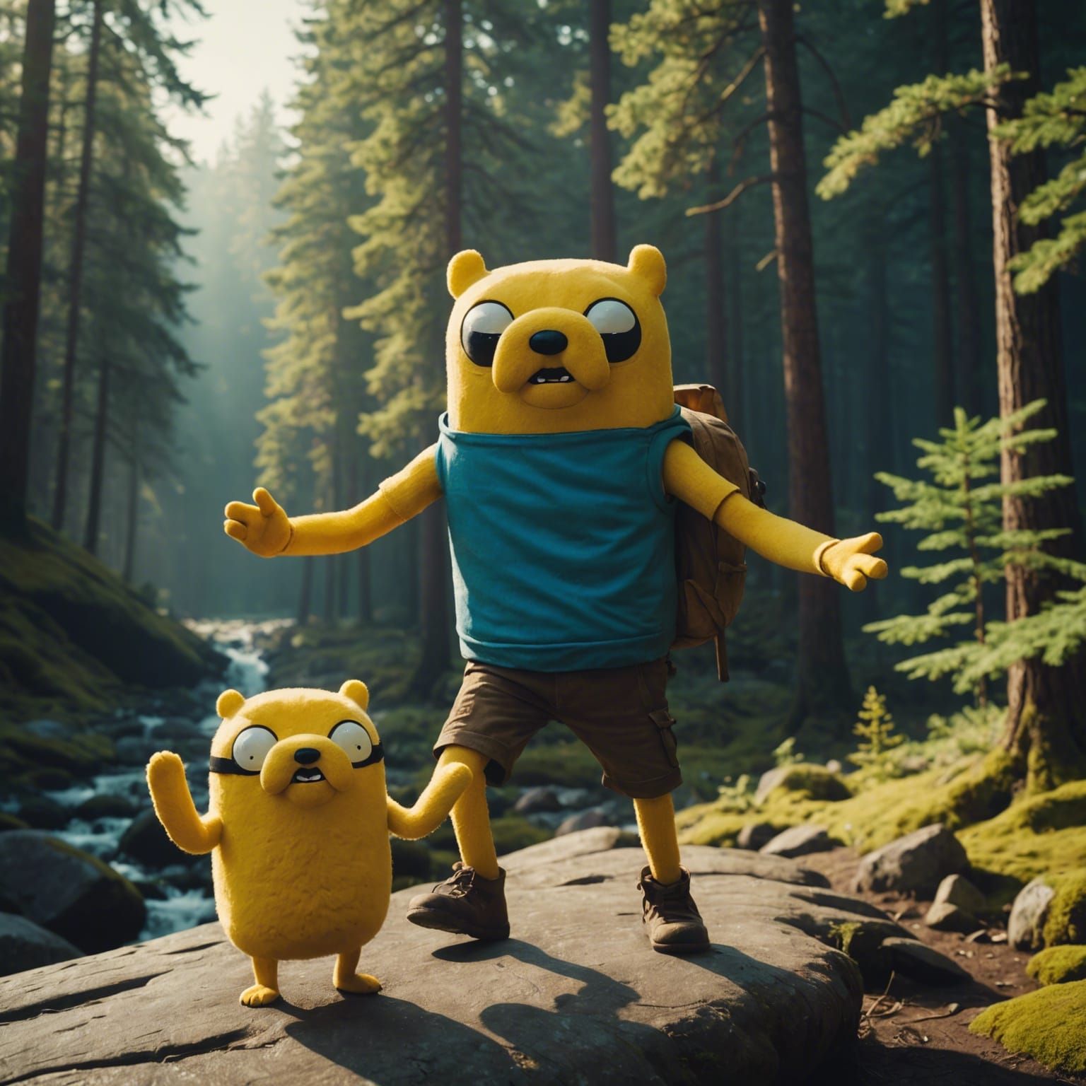 Finn and Jake High Five in Live-Action Style