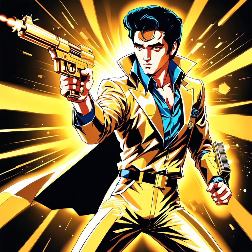Elvis in Golden Armor, Anime Action Hero