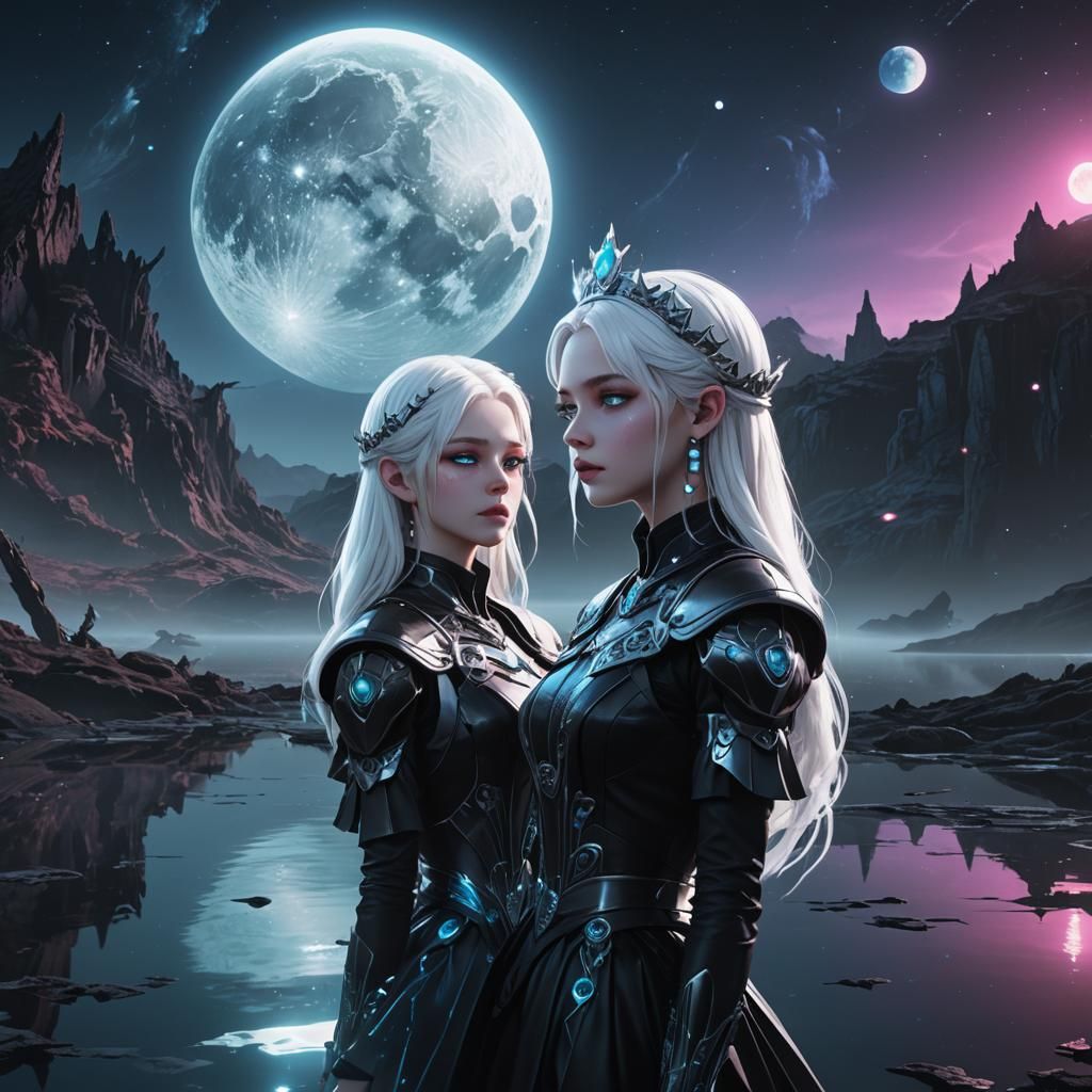 Anime Girl Portrait on Alien Planet in Neon Glow