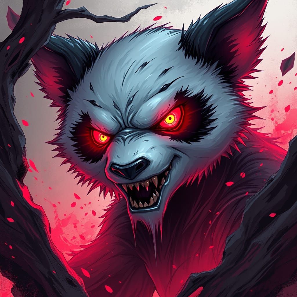 Majestic Anime Panda Demon with Mystical Aura