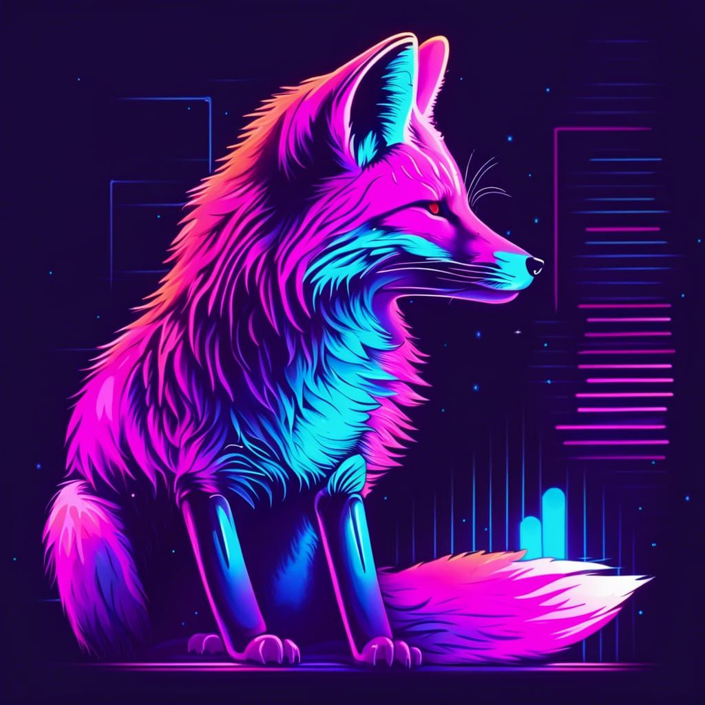 Synthwave Fox in Neon Retro Style