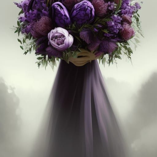 Mourning Widow at Funeral with Tulips