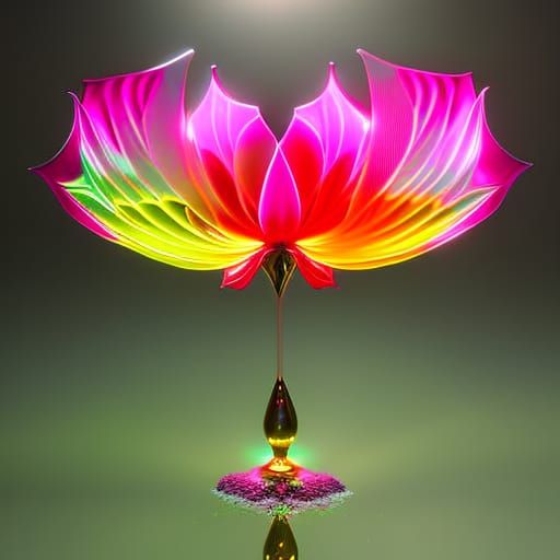 Surreal Neon Butterfly Portrait in Glass Vase