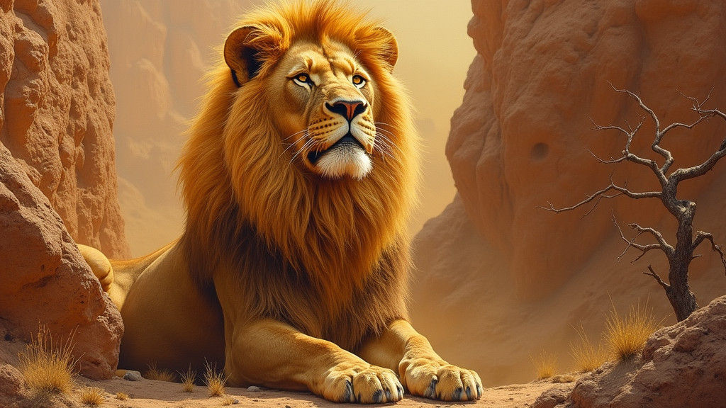 Regal Lion King in Oil Painting Style