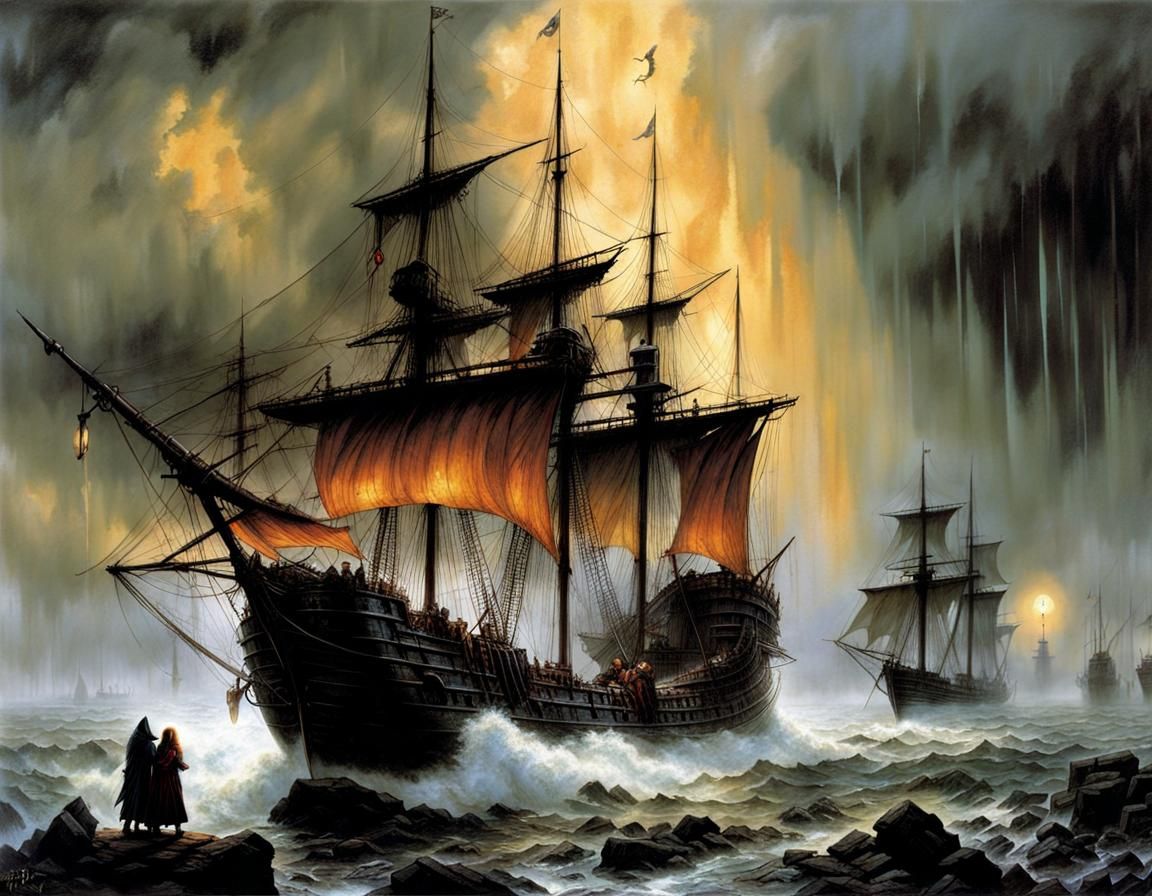 Medieval Port City in Fantasy Storm