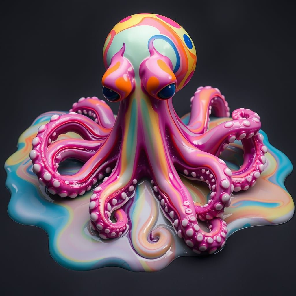 Surreal Melting Wax Octopus Transformation