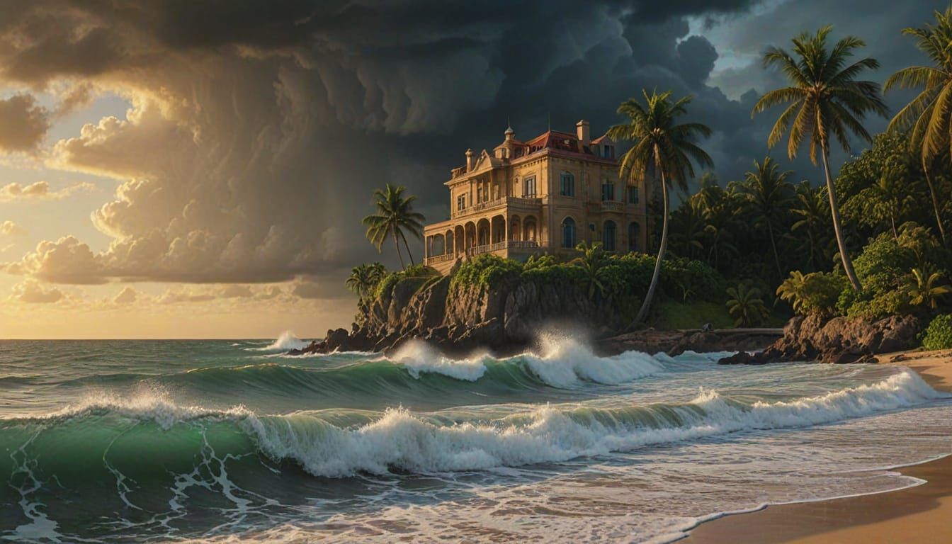 Caribbean Mansion in Dark Fantasy Surrealism