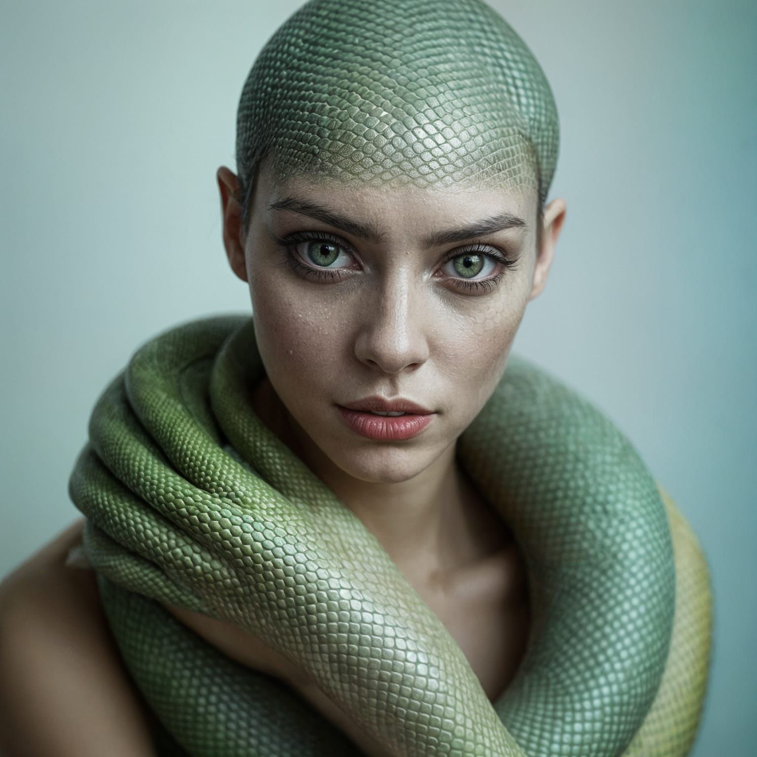 Beautiful Reptilian Woman with Piercing Eyes