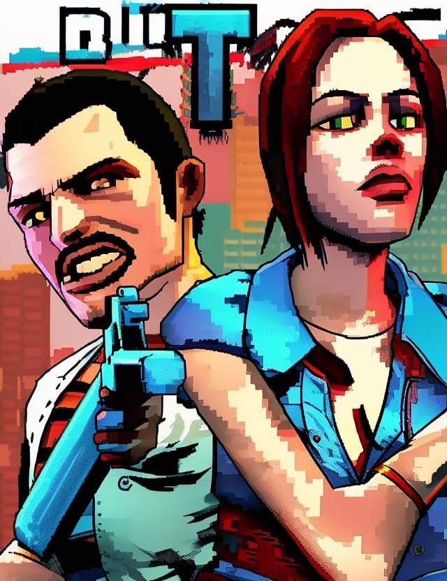Woman and Brother in GTA Art Style