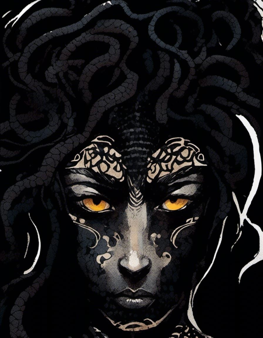 Gothic Art Nouveau Snake-Haired Goddess