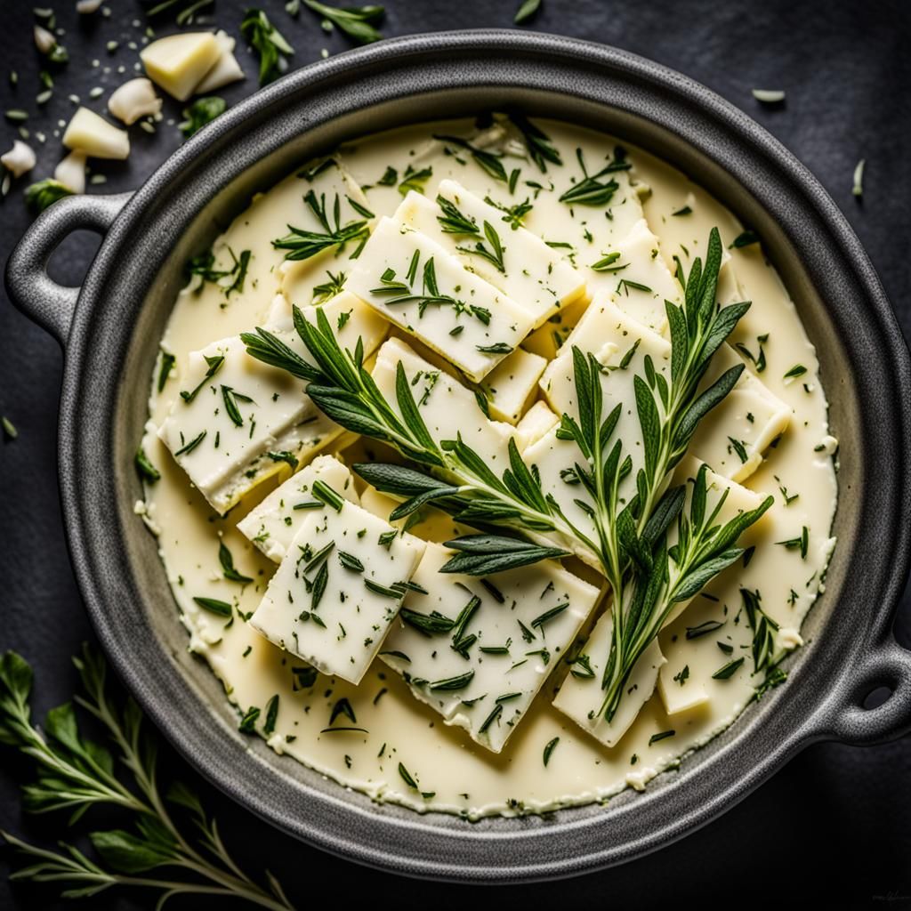 Hyperrealistic Garlic Herb Butter with Intricate Details