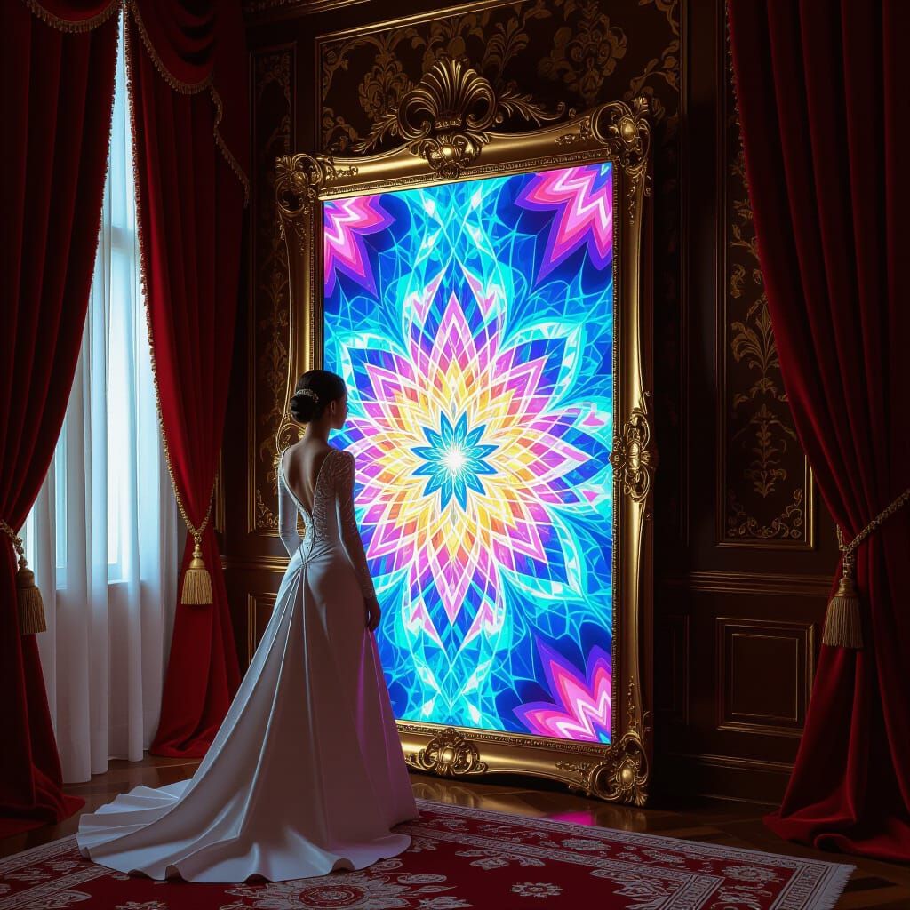 Kaleidoscopic Mirror Reflection in Futuristic Style