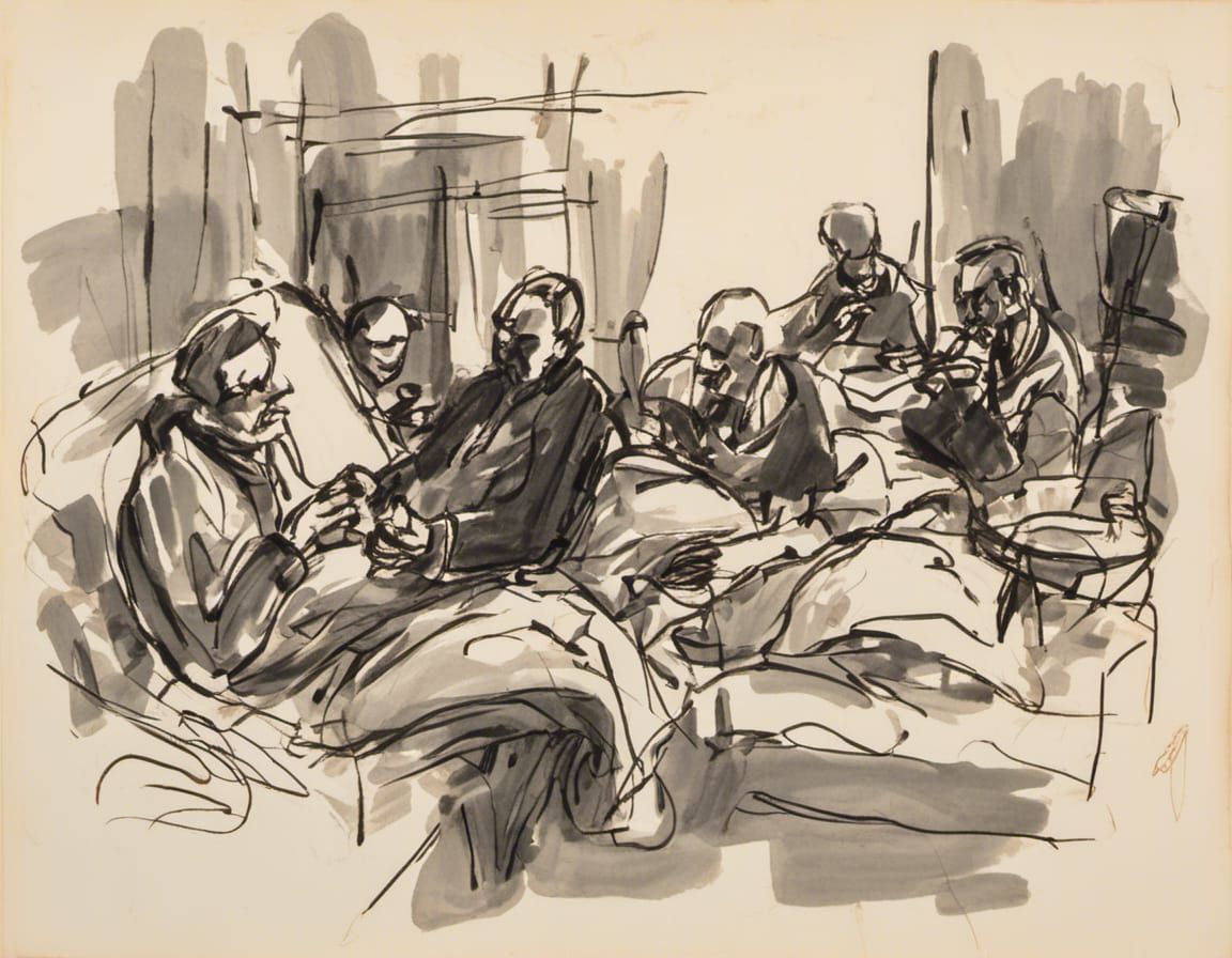 Alte Leute hängen zusammen ab