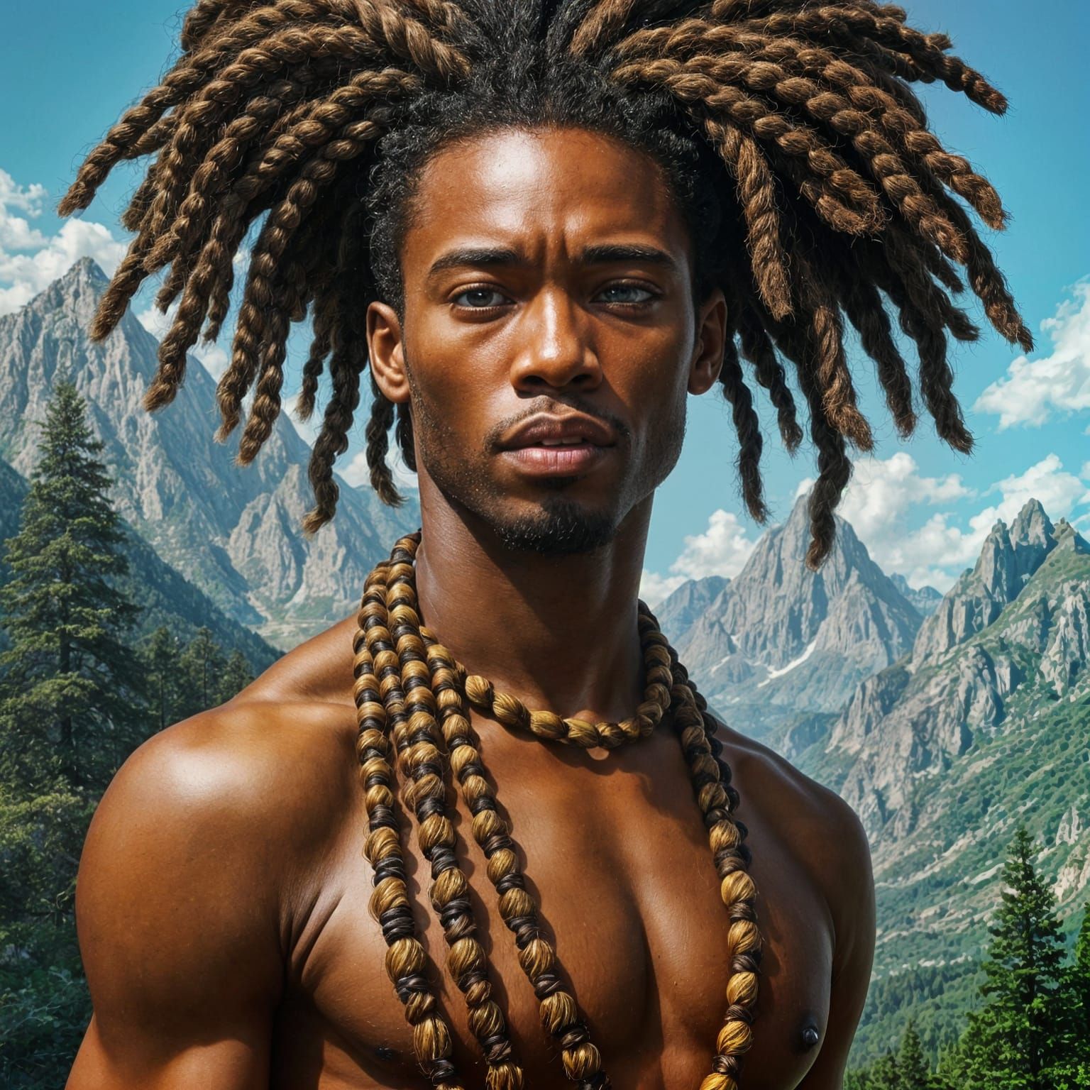 Earth Elemental Man with Braided Hair