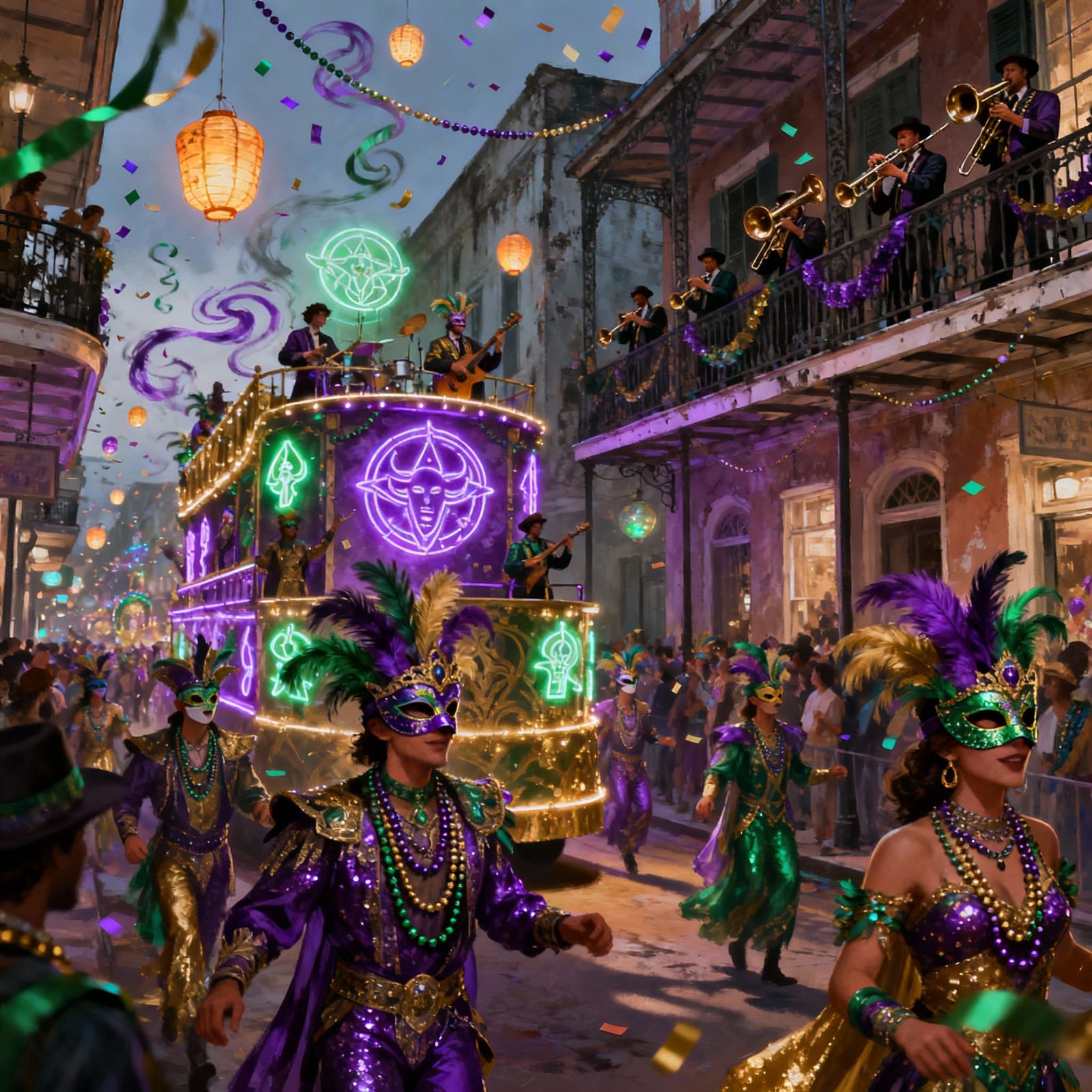 Vibrant Mardi Gras In New Orleans Fantasy Art