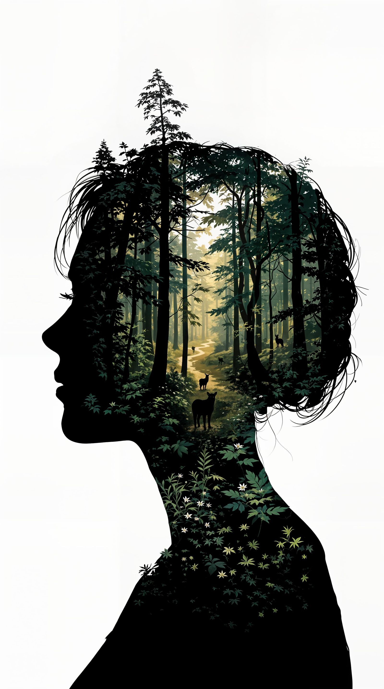 Ethereal Forest Silhouette in Digital Art