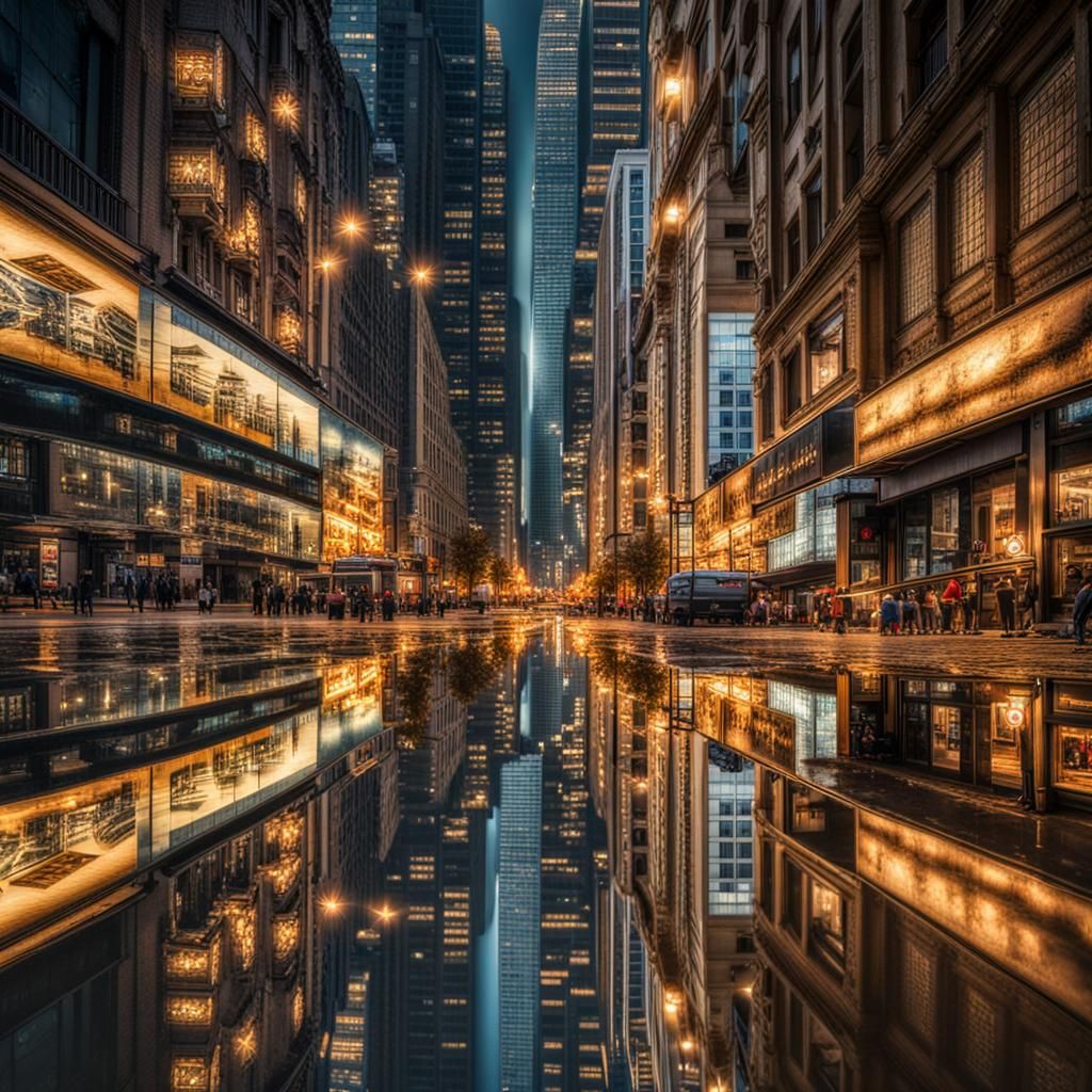 Upside Down City Street with Dynamic Lighting