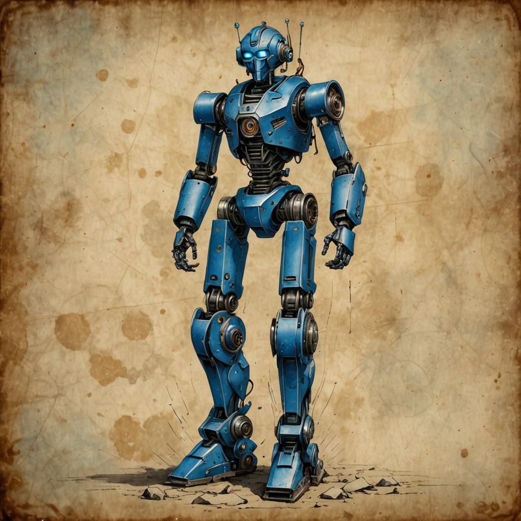 Retro-Future Robot Droid in Dieselpunk Style