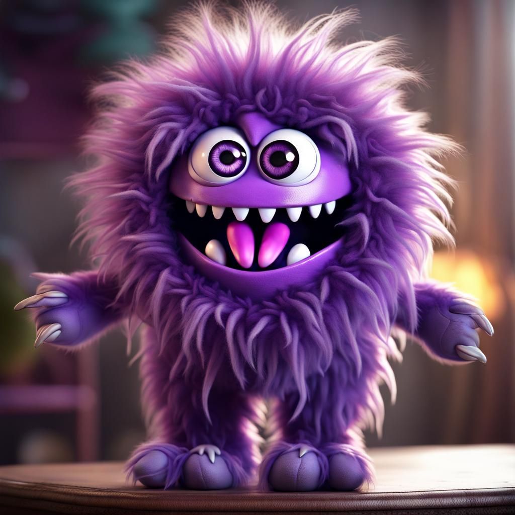 Adorable Purple Plush Monster Puppet