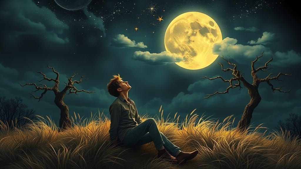 A Lovesick Man Sees His Lover's Face in the Stars