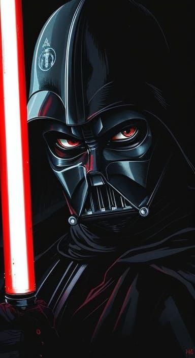 Ahsoka Tano and Darth Vader in Dark Fantasy Style