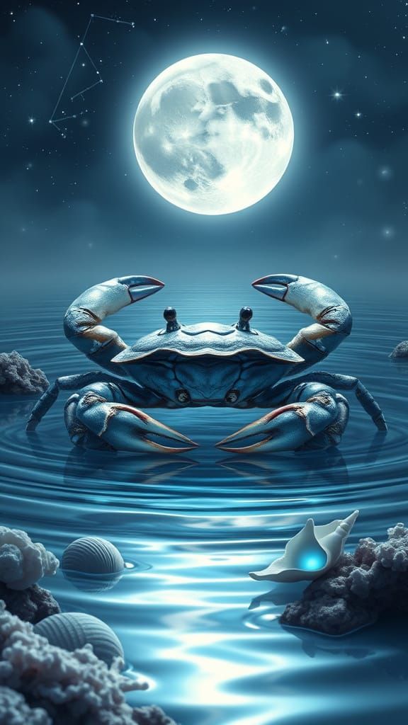 Glowing Lunar Crab in Fantasy-Realism Style