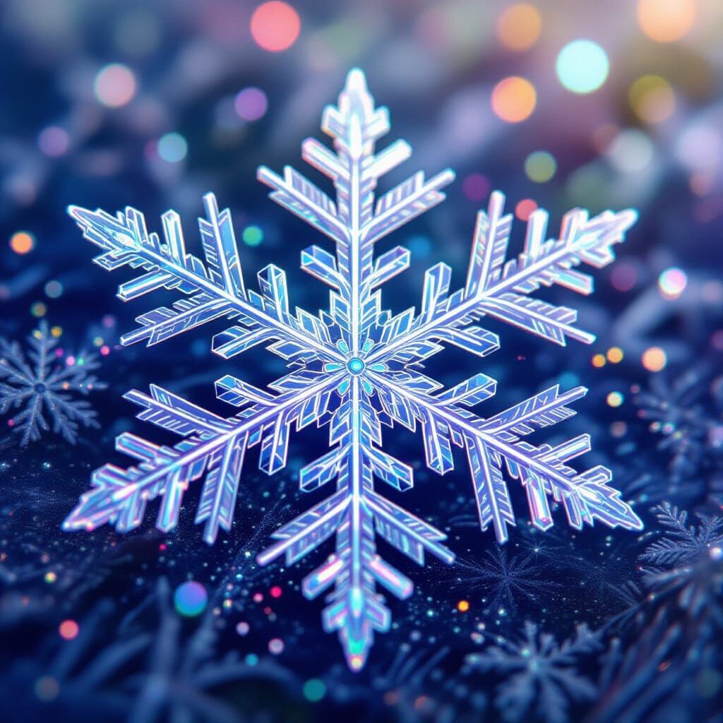 Iridescent Snowflake: Microscopic Cosmic Holographic Illustr...