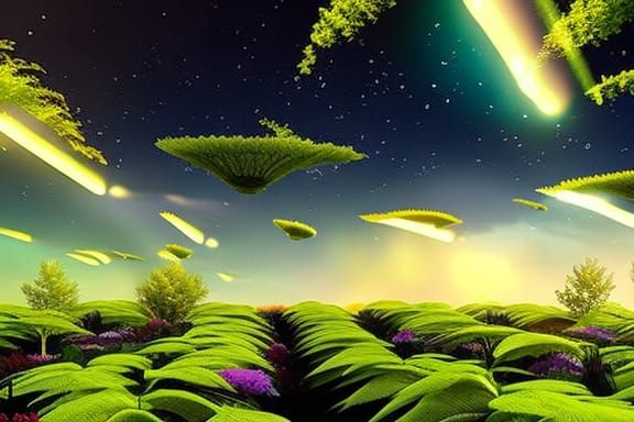 Enchanted Garden at Night in Surrealist Style