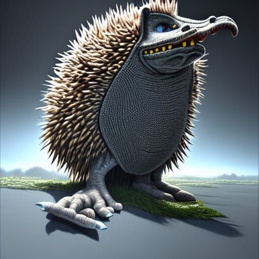 Monstrous Hedgehog Python in Hyperreal Photorealism