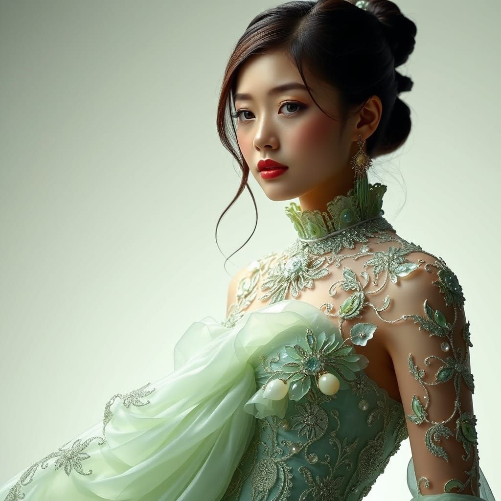 Glass Princess in Art Nouveau Style