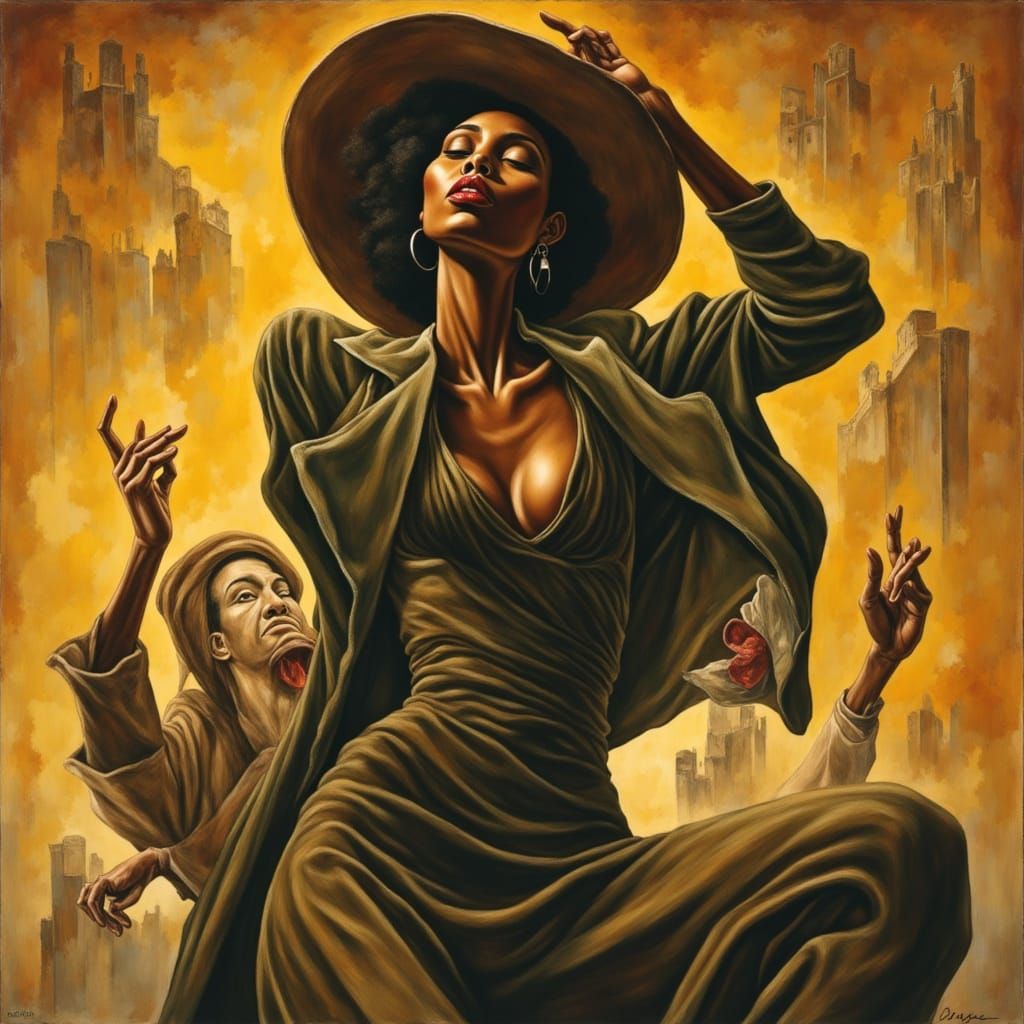 Surreal Portrait of a Black Woman in Dramatic Light