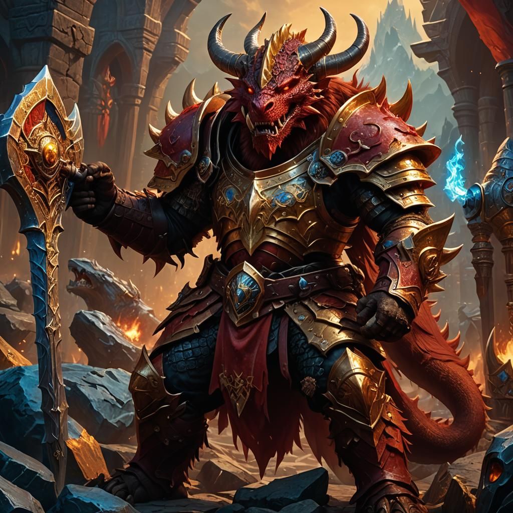 Dragonborn Barbarian with Warhammer: Fantasy Concept Art