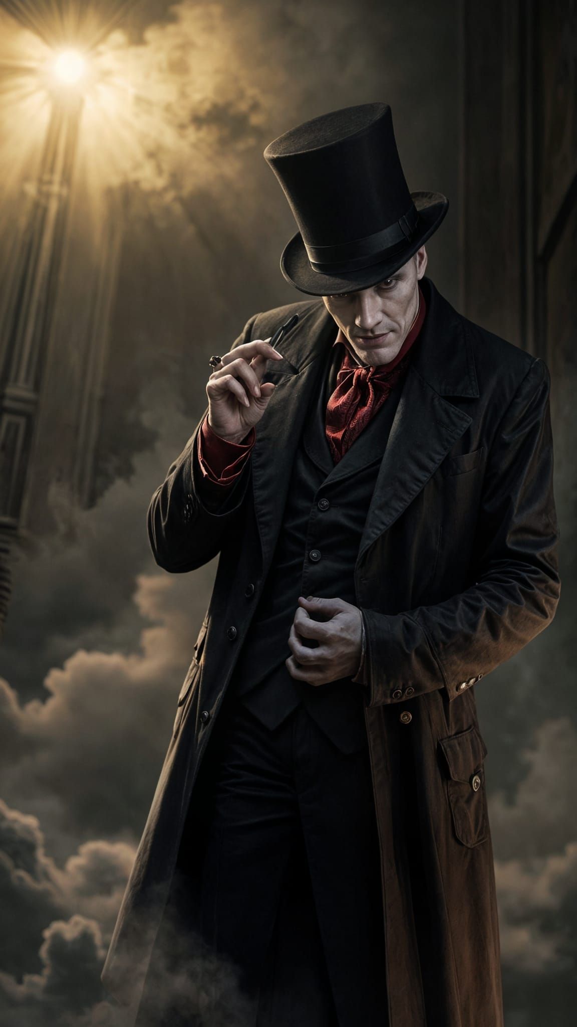 Sinister Victorian Figure in Foggy London