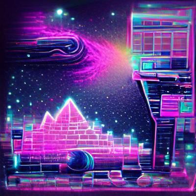 Cosmic Minshaft in Synthwave Neon Style