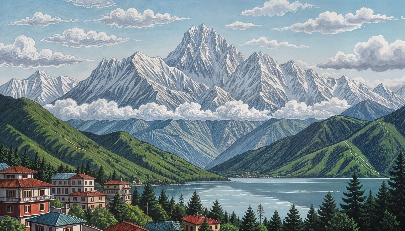 Annapurna Mountains as Seen from Pokhara in Cloudy Spring Af...