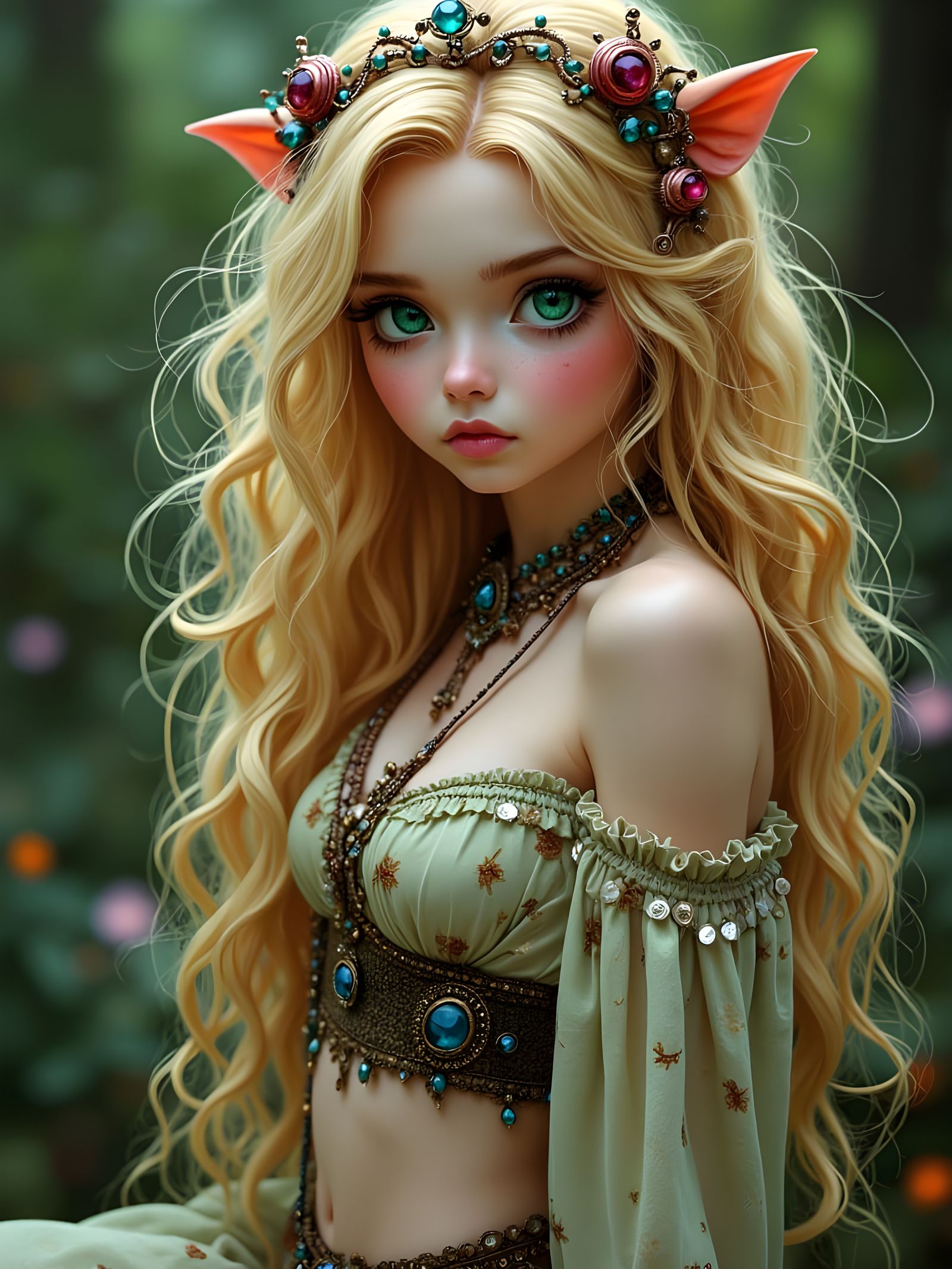 Whimsical Fairytale Princess with Emerald Eyes