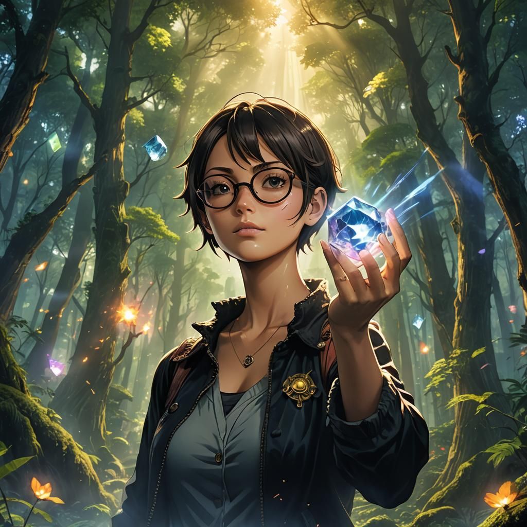 Mystical Anime Woman in Forest, One Piece Style