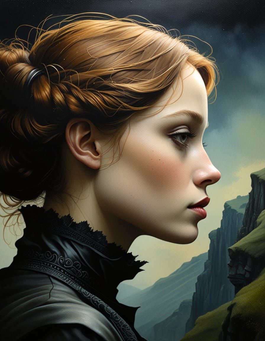 Surreal Victorian Portrait in Oil on Copperleaf