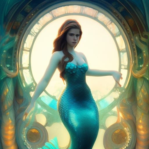 Anna Kendrick as Mermaid in Art Nouveau Style
