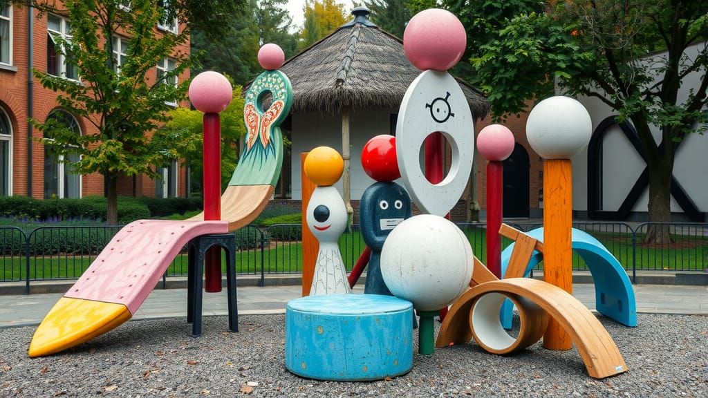 Vibrant Wassily Kandinsky-Inspired Outdoor Sculpture