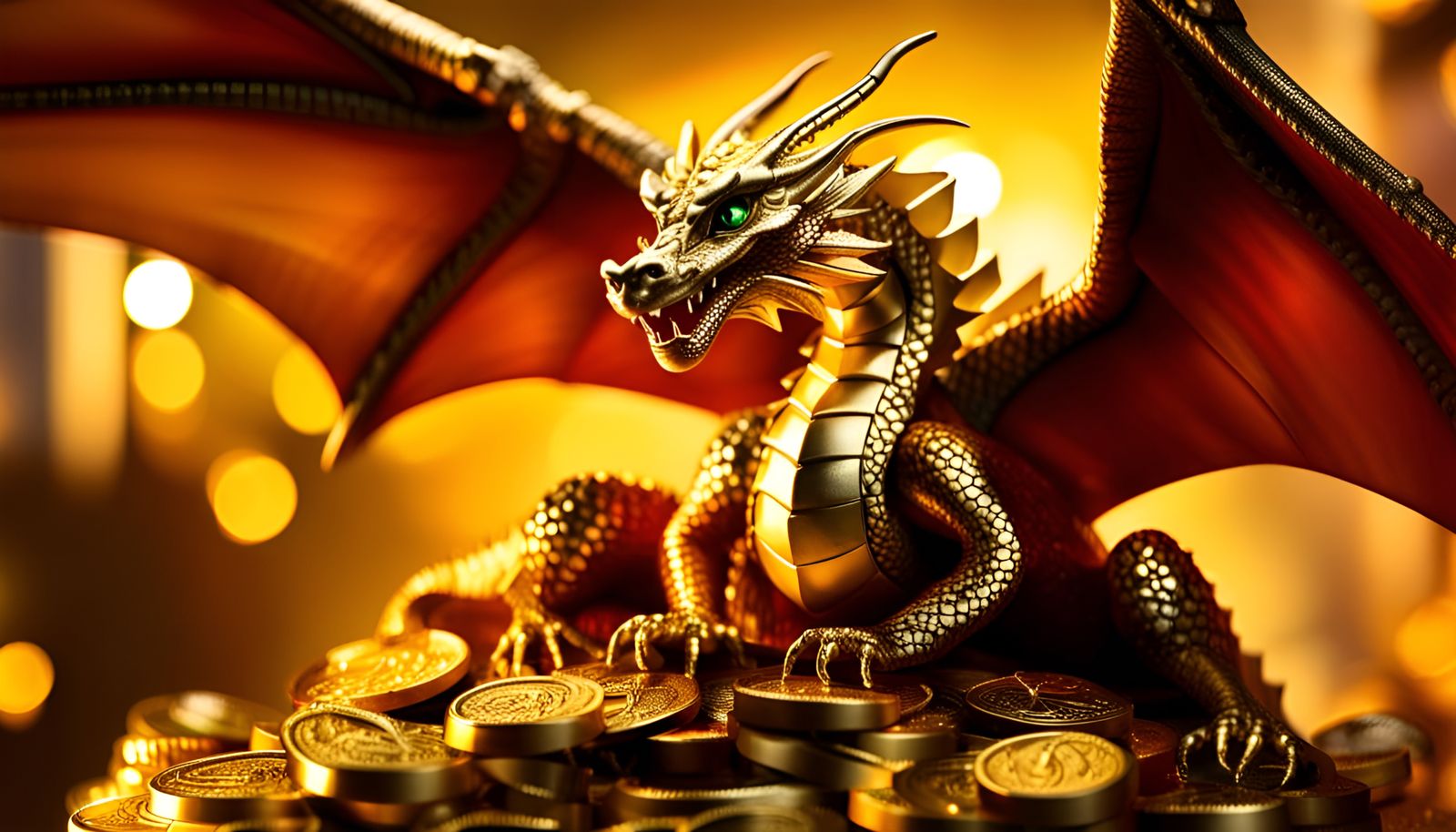 Dragon on Treasure with Dragonflies