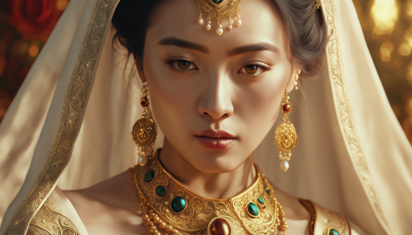 China Pearl: Hyperrealistic Portrait in Oil Painting Style