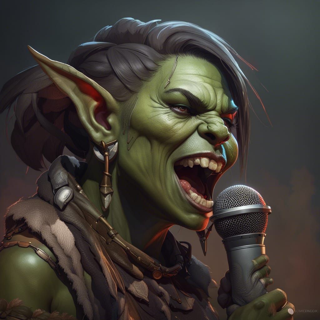 Singing Orc Portrait in Art Nouveau Style
