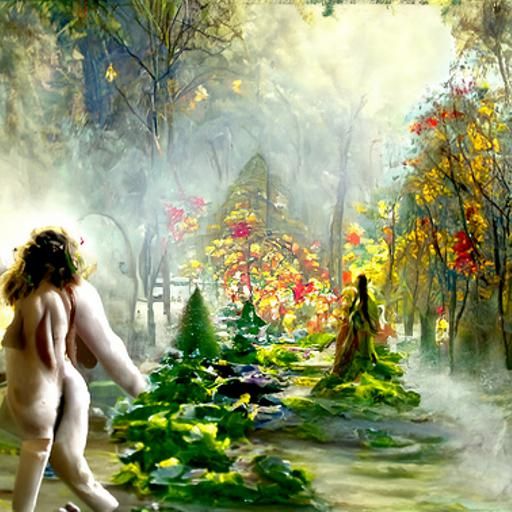 Ethereal Nude in Mystic Forest, Fantasy Art