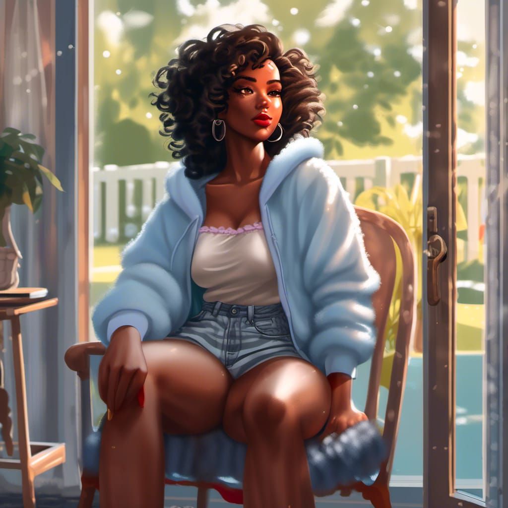 Confident Woman with Pin-Up Eyes in Hyperreal Style