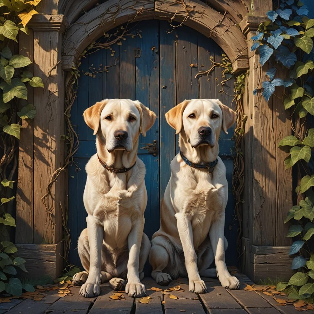 Labrador Retriever at Mystical Doorway: Fantasy Concept Art