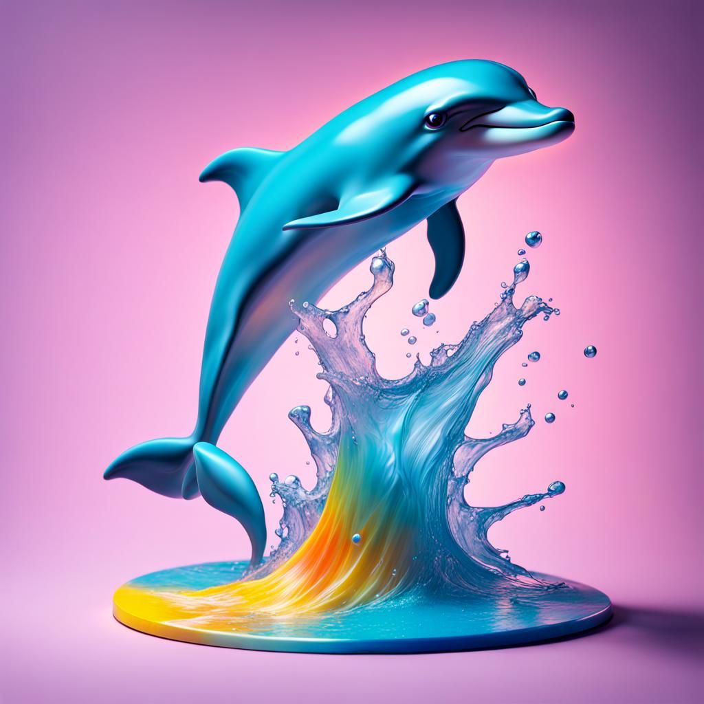 Hyperrealistic Dolphin Figurine in 3D Style
