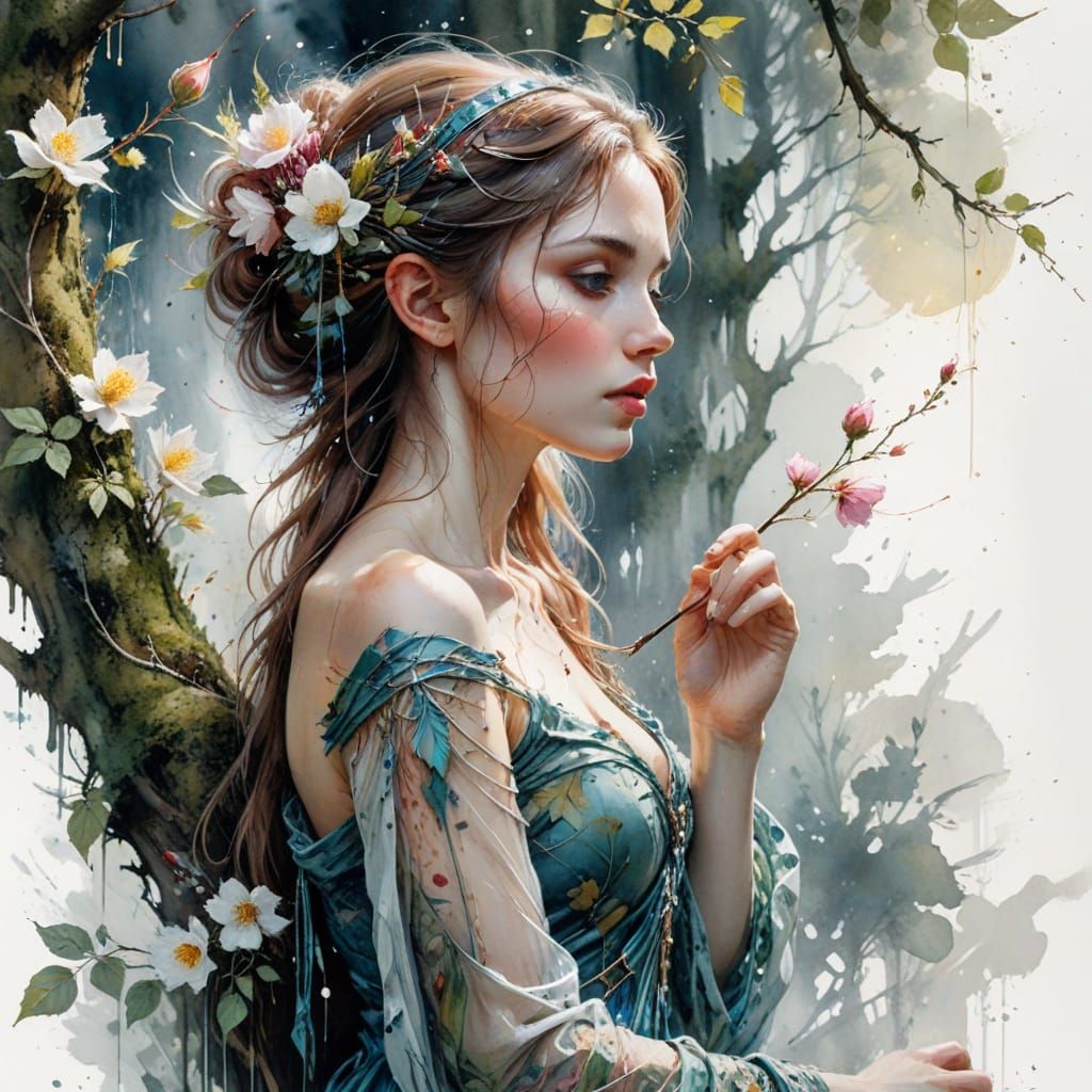 Elegant Elf Huntress in Velvet Gown by Moonlight