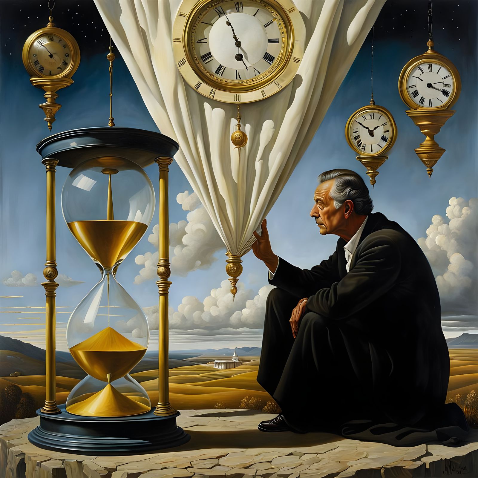Chronos: Guardian of Time in Surreal Oil Painting