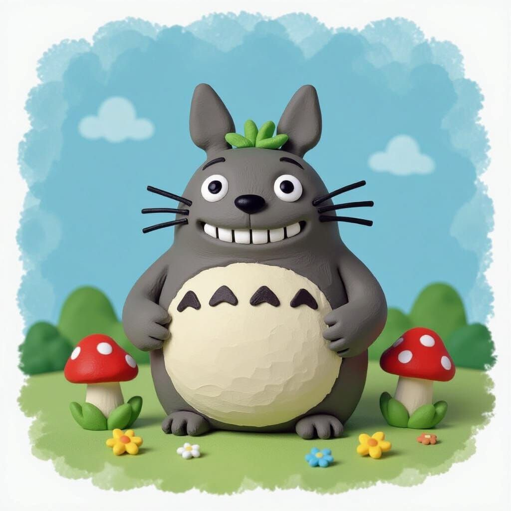 Clay Sculpture of Totoro